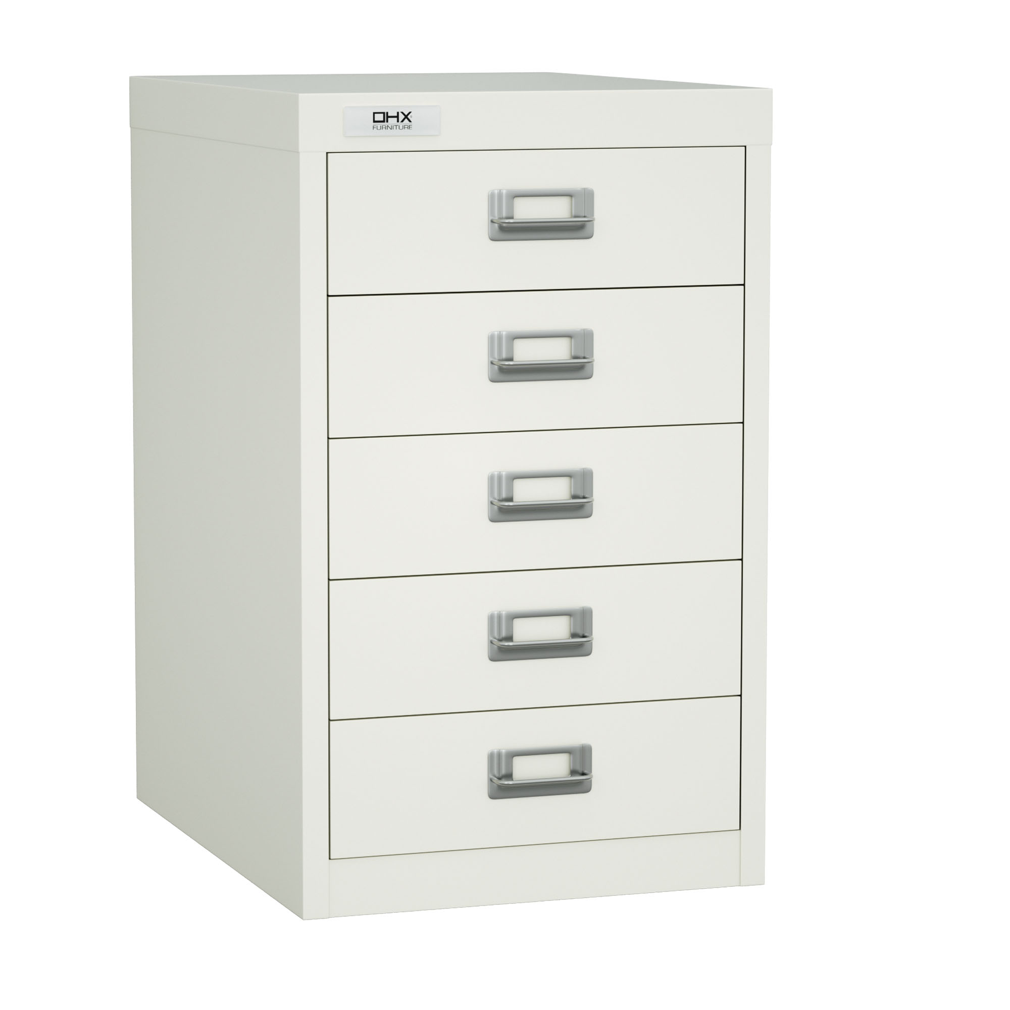 5 Drawer Filing Cabinet White with OHX Furniture