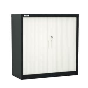 OHX Sliding door tambour storage cabinet black and white